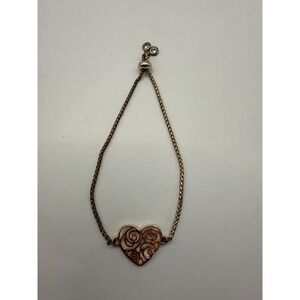 Rose Gold Openwork Heart Slider Bracelet – Adjustable Chain with Crystals